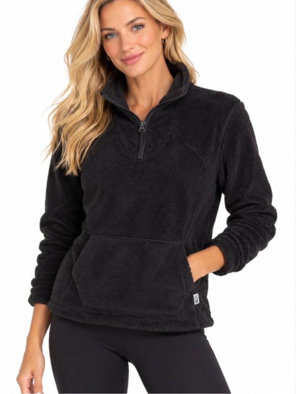 The North Face Women’s Black Plush Fleece 1/4 Zip Pullover Jacket Large